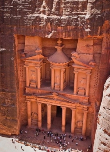 The Treasury, JordanLocated in Petra, Jordan, the Treasury is one of the city's most magnificent attractions. Built in the first century BC, the Treasury is carved out of solid rock and stands over 40 meters high. Its past function is a mystery, but most experts believe that it was used as either a temple or a royal tomb. It is also a favorite location for film shoots: it was featured in 