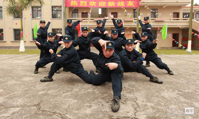The photo shows the life of 30 Wushu masters in barrack as the newly-recruited members of the Marine Corps under the Navy of the Chinese People's Liberation Army (PLA). Photo: navy.81.cn