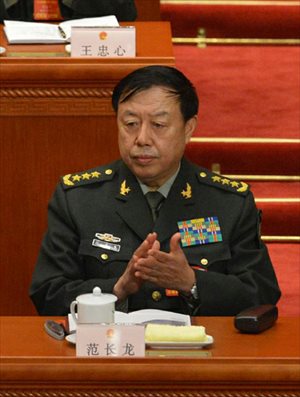 Fan Changlong attends the fifth plenary meeting of the first session of the 12th National People's Congress (NPC) in Beijing, capital of China, March 15, 2013. Fan was endorsed as vice chairman of the Central Military Commission (CMC) of the People's Republic of China at the meeting here on Friday. (Xinhua/Wang Song)