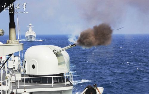 A destroyer flotilla of the South China Sea Fleet under the Navy of the Chinese People's Liberation Army (PLA) conducts an emergency handling and air defense drill recently. Photo: navy.81.cn