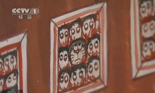Japanese cartoon character Doraemon appears in murals at the Wat Sampa Siw temple, Thailand. Photos: screen shot of CCTV