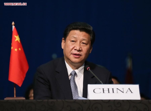Chinese President Xi Jinping delivers a speech during the 5th BRICS Summit in Durban, South Africa, March 27, 2013. (Xinhua/Lan Hongguang) 