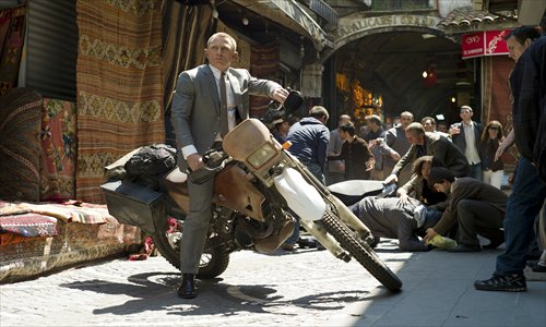 Daniel Craig takes his third ride as James Bond in Skyfall, now playing in Beijing theaters.Photo: CFP