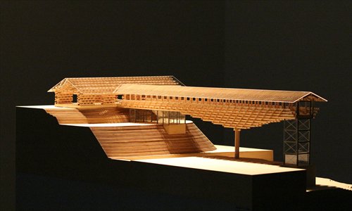 A model of Yusuhara Wooden Bridge Museum are among the exhibits on display. Photos: Courtesy of Zendai Contemporary Art Space