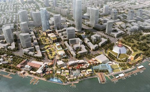 Photo taken on August 6, 2012 shows a design sketch of Oriental DreamWorks in Shanghai, East China's municipality. The construction of Oriental DreamWorks, a joint venture set up by DreamWorks Animation and Chinese partner, will start in Xuhui district on the west bank of the Huangpu River on August 7, 2012. Oriental DreamWorks will be the flagship company at a new media center for film, TV production and digital entertaiment. Photo: Xinhua