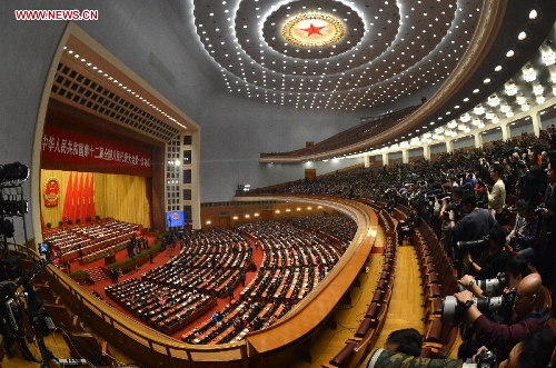 The closing meeting of the first session of the 12th National People's Congress (NPC) is held at the Great Hall of the People in Beijing, capital of China, March 17, 2013. (Xinhua/Wang Song)
