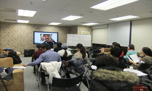 Members of the Beijing Toastmasters Club attend a meeting on Thanksgiving Day. Photo: Lin Kan Hsuan/GT