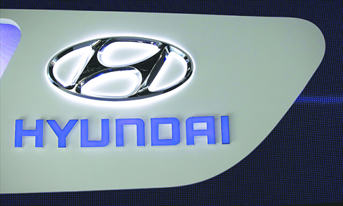 A Hyundai logo is shown at an international motor show in Frankfurt on September 9, 2013. Photo: CFP