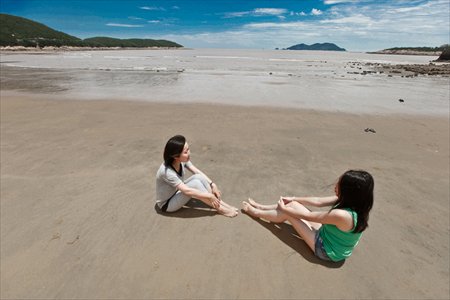 The beach at Songlan Mountain is not as crowded as China's more well-known beaches. 
