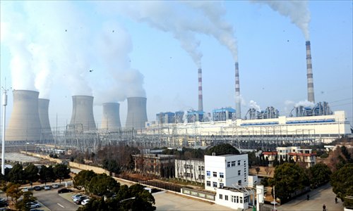 A coal-fired power plant in Huainan, Anhui Province runs at full capacity on January 5 to ensure the power supply to the Yangtze River Delta, including Shanghai. Photo: CFP
