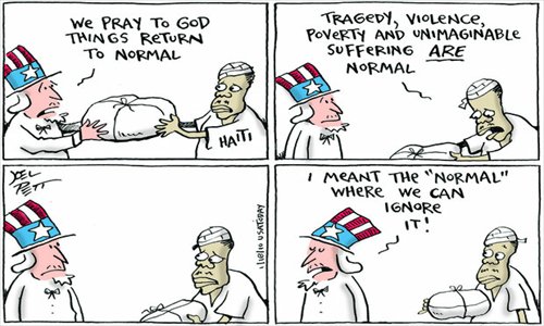 Simplicity is the basic element in Joel Pett's cartoons. Photos: Courtesy of Joel Pett