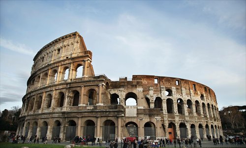 Ancient Rome's Colosseum, or Amphitheatrum Flavium, which sits at the heart of the city Photo: CFP 