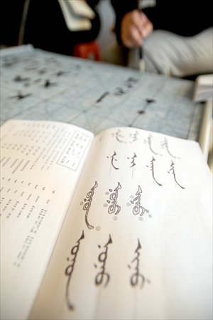 A book containing Manchu text. Manchu is virtually a dead language today in China, although there are schools that still teach it. Photo: CFP