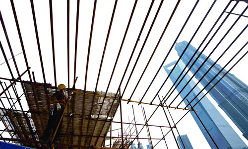 Construction continues at the Lujiazui Financial City. Photo: CFP