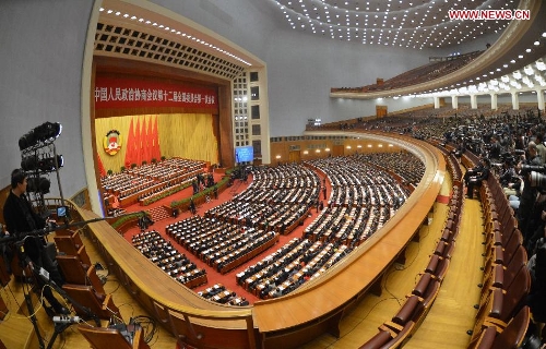 The closing meeting of the first session of the 12th National Committee of the Chinese People's Political Consultative Conference (CPPCC) is held at the Great Hall of the People in Beijing, capital of China, March 12, 2013. (Xinhua/Wang Song) 