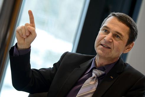 FIFA head of security Ralf Mutschke gestures during an interview on Tuesday at the FIFA headquarters in Zurich. Photo: IC