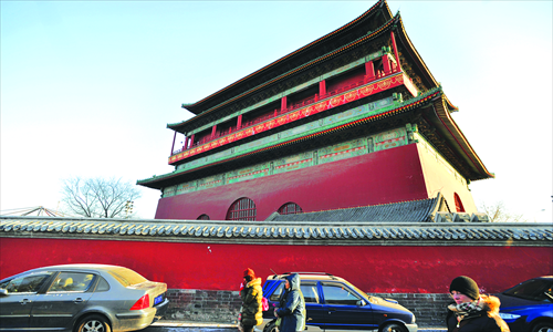 Time stands still at the Drum Tower (Gulou) though plans for the surrounding neighborhood are up in the air. Photo: CFP