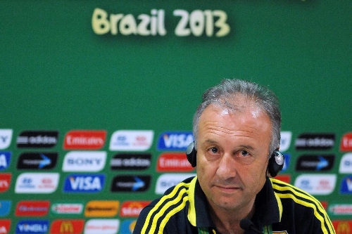 Japan's coach Alberto Zaccheroni participates in a press conference at Arena Pernambuco Stadium, in Recife, Brazil, on June 18, 2013. Japan will face Italy on Wednesday, in its second match of the FIFA Confederations Cup Brazil 2013. (Xinhua/Nicolas Celaya) 