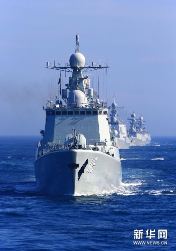 The Chinese navy fleet  is seen during 