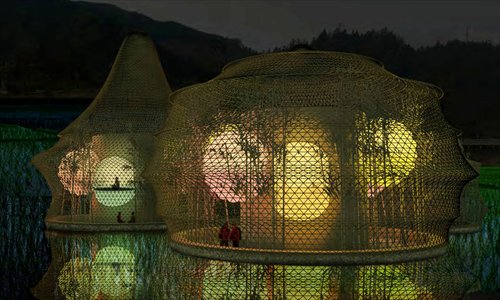 Artist's renditions of bamboo structures designed for the International Bamboo Architecture Biennale Photos: Courtesy of Ge Qiantao