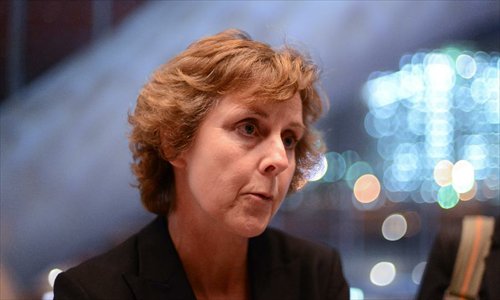 The European Union Climate Commissioner Connie Hedegaard speaks to the media at the Qatar National Convention Center (QNCC) in Doha, Qatar, December 8, 2012. UN climate talks in Doha adopted Saturday a package of drafts of low-ambitious second period of Kyoto Protocol and weak commitment on climate finance after overnight negotiations on differences between developed and developing countries. Photo: Xinhua