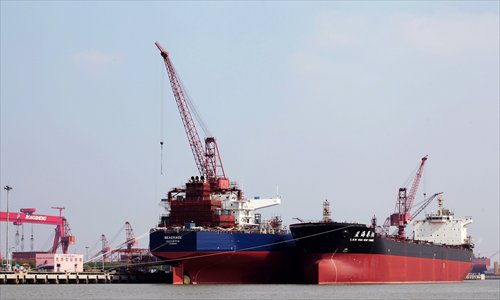 A shipbuilding dock of China Rongsheng in East China's Jiangsu Province. Photo: CFP 