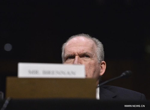 CIA Director John Brennan testifies before the Senate Select Intelligence Committee during a hearing on 