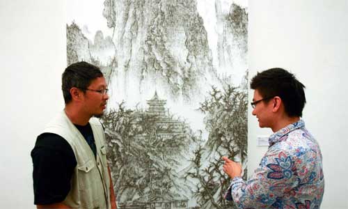 Taiwanese artist simulates ink painting with nail gun ...