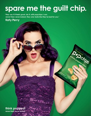 US songwriter and actress Katy Perry stars in a fun new ad campaign for Popchips. Photo: CFP