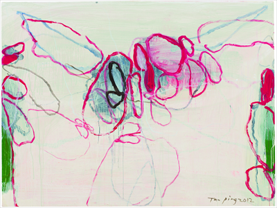 Three untitled abstract works by Tan Ping are currently exhibited at the Meilidao Gallery in Beijing. 
Photos: Courtesy of Meilidao Gallery