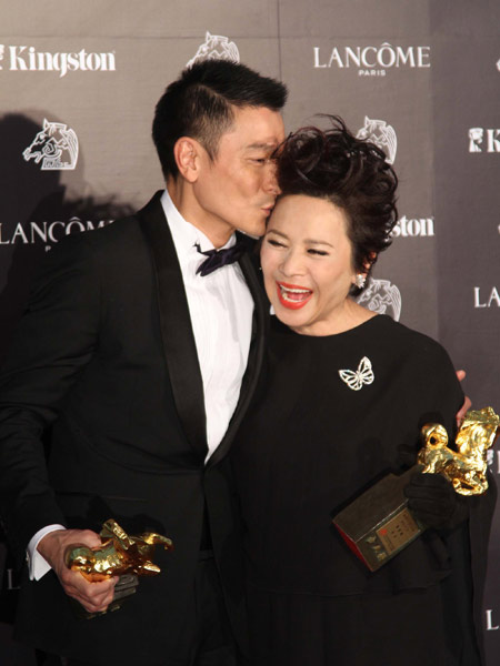 Best Actor and Actress Andy Lau and Deanie Ip. Photo: CFP