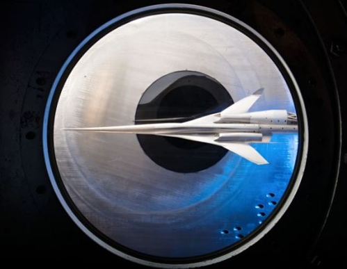 A 1.79 percent scale model of a concept supersonic aircraft built by The Boeing Company. This&nbsp;shot is taken through the window of Nasa's supersonic wind tunnel at the Glenn Research Center in Ohio. (Photo Source: news.cn/photo)