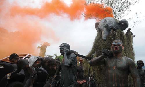 Revelers participate in the annual 