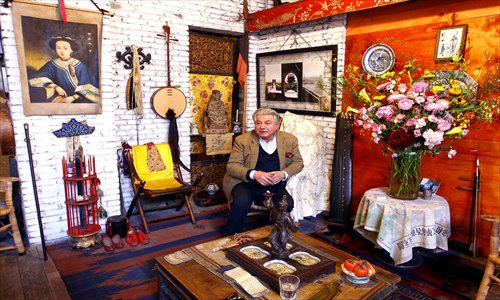The home of French artist Christian de Laubadère,which is decorated with objects he collected over the years. Photos: Yang Hui/GT