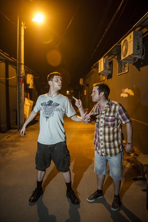 Jesse Appell and Nick Angiers make up the first-ever English-language crosstalking duo. Crosstalk, or xiangsheng, is a Chinese bantering form of comedy. Photo: Li Hao/GT