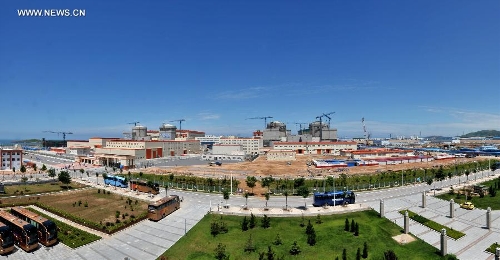 Photo taken on July 12, 2012 shows the Hongyanhe nuclear power station near Wafangdian, northeast China's Liaoning Province. The Hongyanhe nuclear power station, the first nuclear power plant and largest energy project in northeast China, started operation on Sunday afternoon. Construction on the first phase of the project, which features four power generation units to be built at a cost of 50 billion yuan (7.96 billion U.S. dollars), began in 2007 and is expected to be completed by the end of 2015. The four units will generate 30 billion kilowatt-hours (kwh) of electricity annually by then. Construction on the second phase of the project, which features two power generation units to be built with an investment of 25 billion yuan, started in May 2010 and is expected to be completed by the end of 2016. The power plant will generate 45 billion kwh of electricity after it is fully completed in 2016. (Xinhua) 
