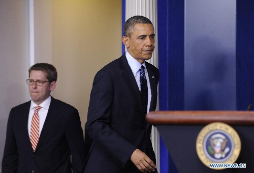 U.S. President Barack Obama delivers a statement on Boston Marathon explosions at the White House in Washington D.C., capital of the United States, April 15, 2013. Obama acknowledged that his government still did not know 