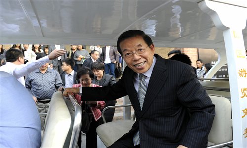 Hsieh Chang-ting speaks to the media during his visit to the 798 Art Zone in Beijing on Saturday. Photo: IC

