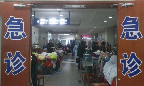 The emergency department at Zhongshan Hospital during the New Year holidays Photo: Wang Zhefeng/GT