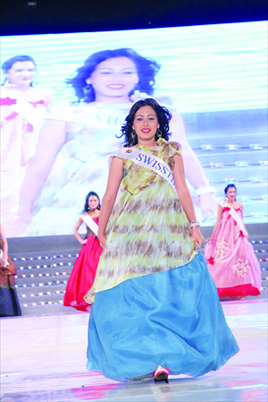 Miss Tibet Tenzin Yangkyi is required to wear the Miss Swiss-Tibet sash during international events. Photo: Courtesy of Tenzin Yangkyi