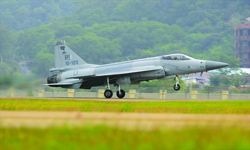 An FC-1 plane takes off at an airport in Zhuhai, South China's Guangdong Province one day before the November 2012 Zhuhai airshow. Photo: CFP