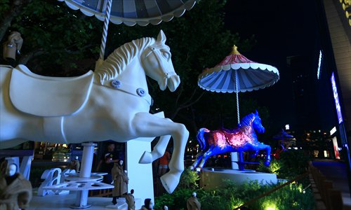 The wooden horses of the carousel in front of K11 Photos: CFP