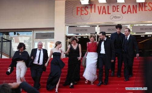 Cast members arrive for the screening of the film 