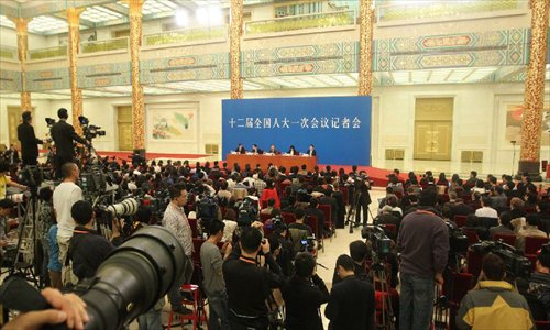 Chinese Foreign Minister Yang Jiechi answers questions during a news conference on the sidelines of the first session of the 12th National People's Congress (NPC) at the Great Hall of the People in Beijing, China, March 9, 2013. Photo: Xinhua