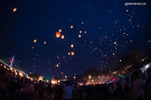 Sky lanterns released to celebrate new year of Dai ethnic group in SW ...
