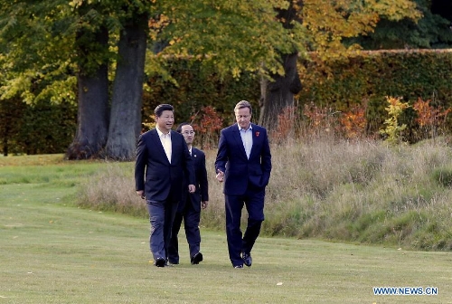 Chinese president meets British PM at country retreat, Chequers, Britain