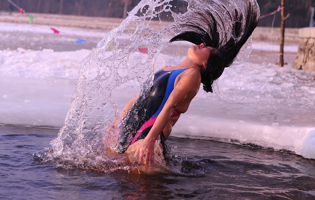 winter swimming fun in ne chinas liaoning provi