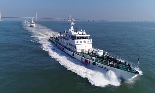China Coast Guard conducts frequent patrolling, management and control missions in the waters between South China's Guangdong Province and Hong Kong Special Administrative Region. Photo: screenshot from the Wechat account of China Coast Guard