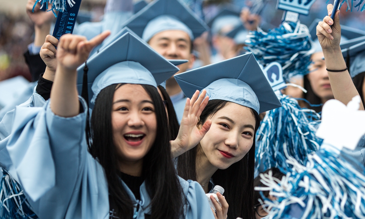 Some Chinese students celebrate graduation in New York. Photo: IC