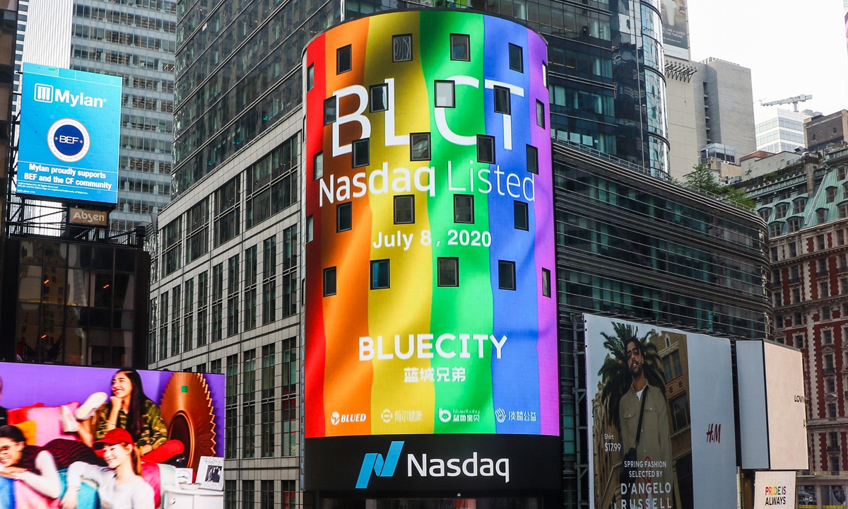 BlueCity debuts on NASDAQ on July 8, becoming the world’s first LGBTQ-focused company listed in the era of mobile internet. Photo: Courtesy of BlueCity